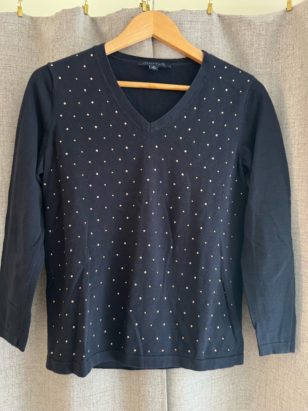 Tommy Hilfiger Black Sweater with Gold Accent beads
